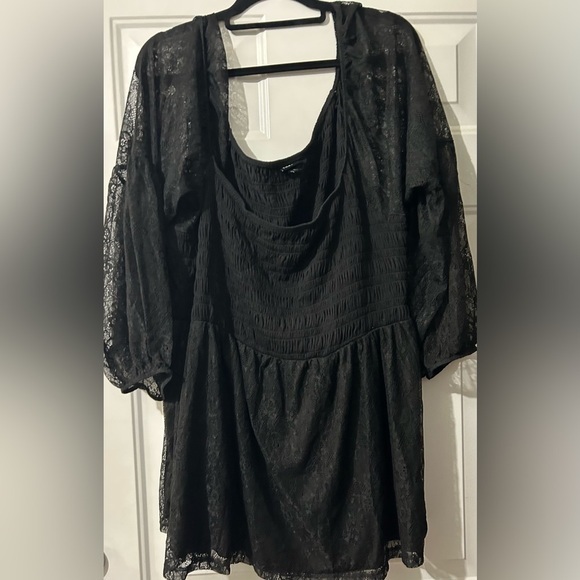 5x Babydoll Stretch Lace Smocked Bodice Square Neck Top - Picture 4 of 7